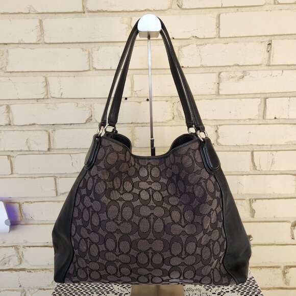 Euc Coach Edie Signature Jacquard Black Shoulder Bag Purse - Picture 4 of 13